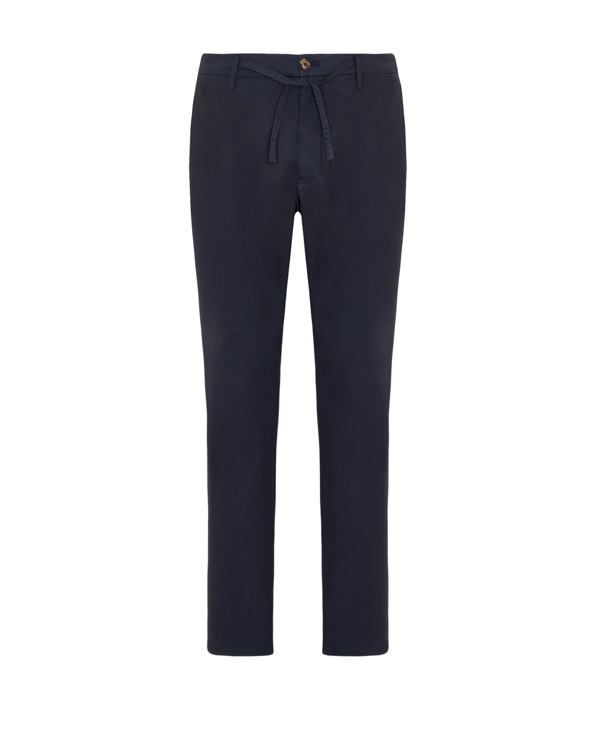 Cotton poplin chinos with coulisse blue navy
