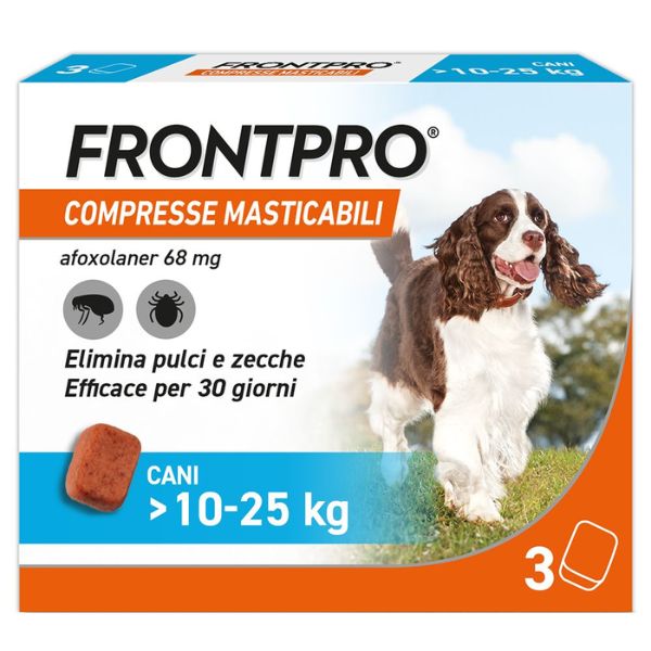 Frontpro compresse antiparassitarie masticabili frontline - per taglia media 10-25 kg - antiparassitario per cani