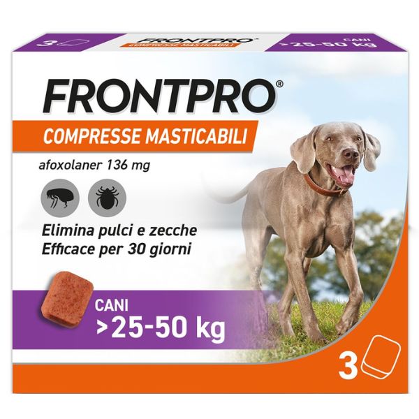 Frontpro compresse antiparassitarie masticabili frontline - per taglia grande 25-50 kg - antiparassitario per cani