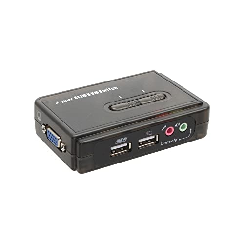 Inline 20644 Switch Kvn, 2 Porte, Usb Vga, Audio, Kit Cavi Inclusi, Nero
