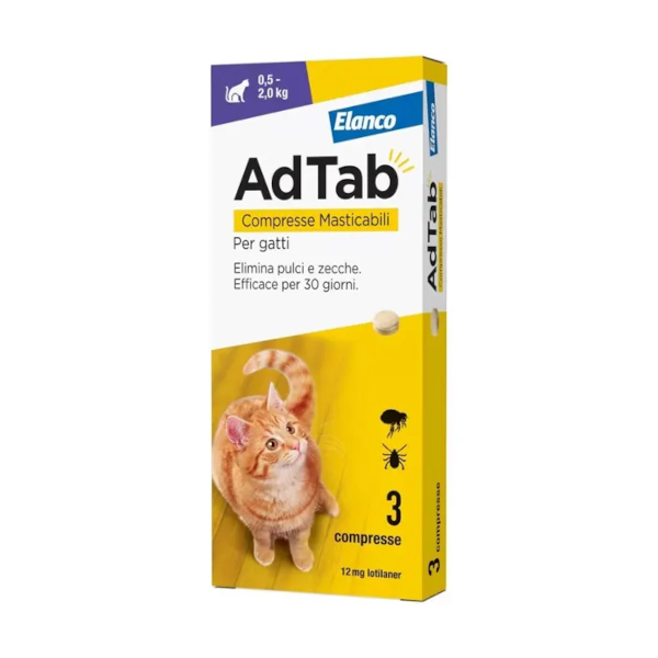 Adtab Per Gatti Da 0,5 A 2kg 3 Compresse Masticabili 12mg