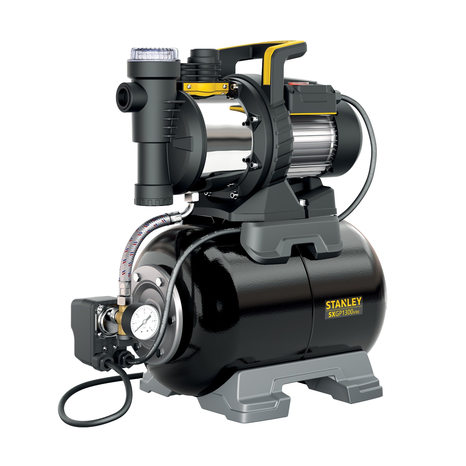 Stanley sxgp1300xfbe pompa autoadescante con serbatoio per acque chiare (1.300 w, portata max. 4.200 l/h, prevalenza max. 50 m)