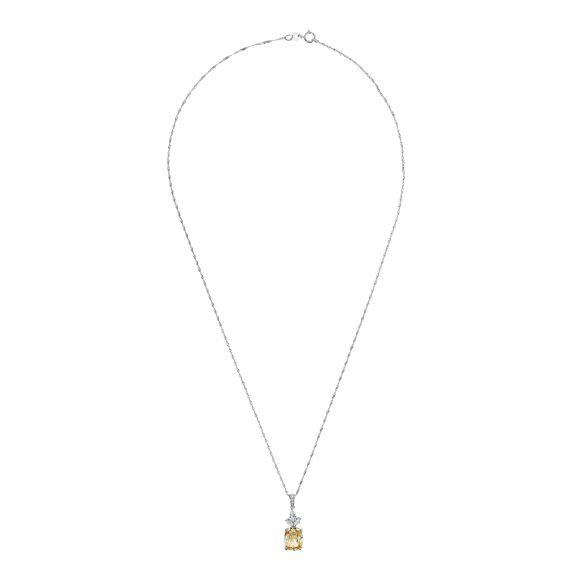 Diamonique Collana in argento 925 placcato rodio con pietra gialla