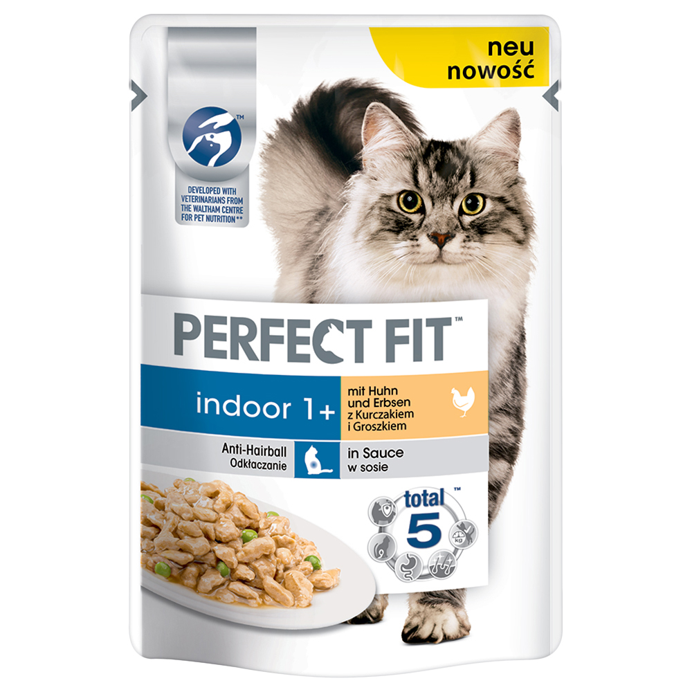 Perfect Fit Indoor 1+ Umido gatto - 12 x 85 g, Pollo & Piselli