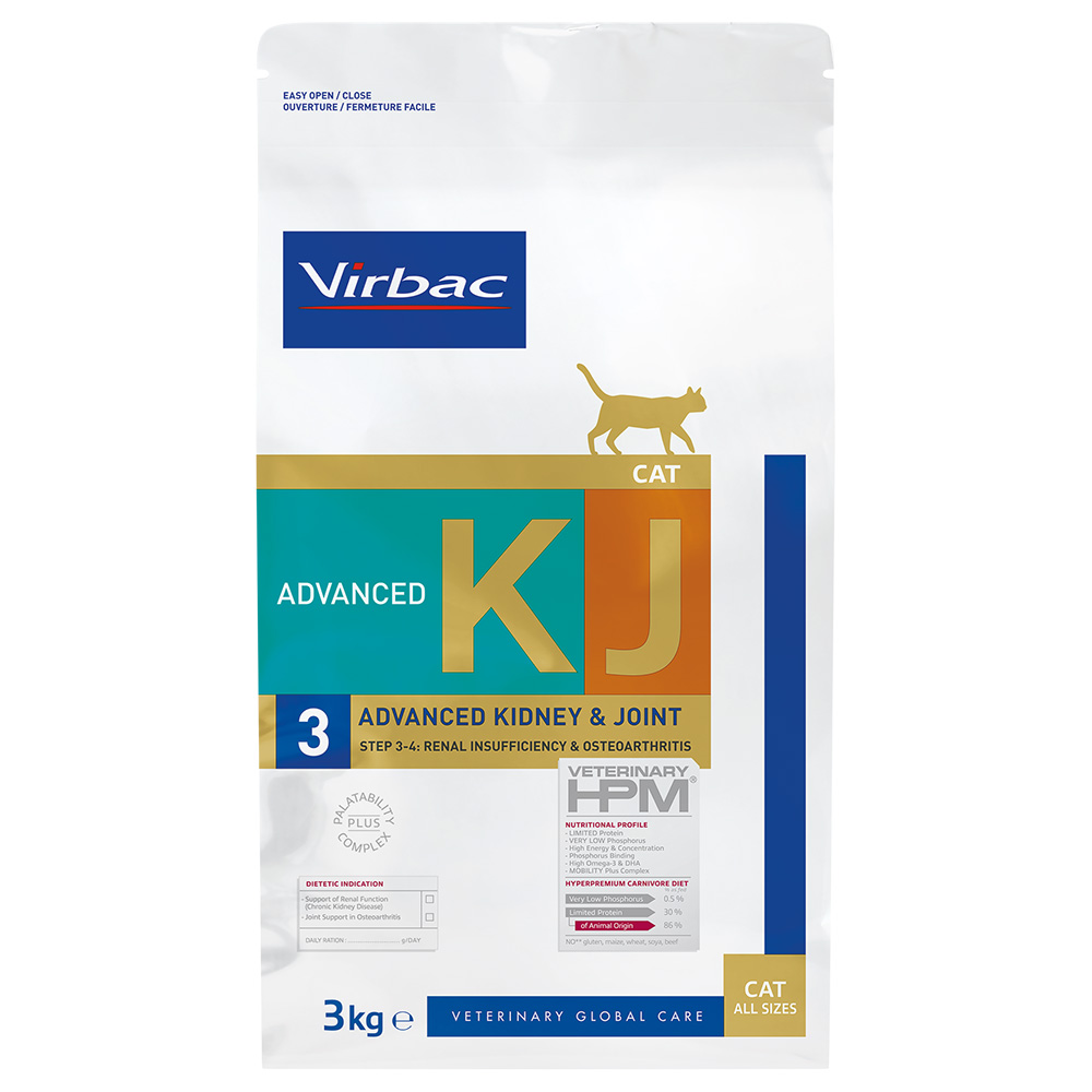 Virbac Veterinary HPM Cat Advanced KJ3 Kidney & Joint Support per gatto - 3 kg