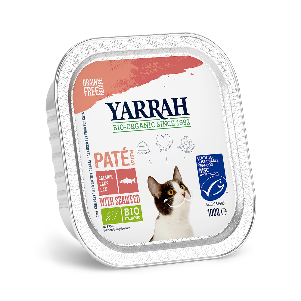 Yarrah Bio Paté 6 x 100 g Umido per gatto - Salmone con Alghe bio