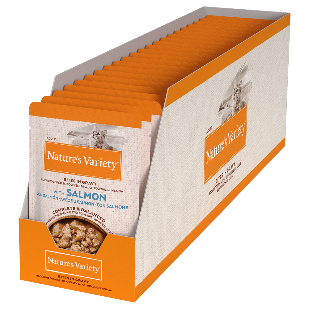 Nature's Variety Bites in Salsa 22 x 85 g umido gatto - con Salmone
