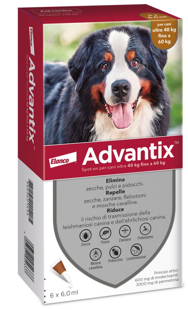 Advantix® Spot-on per cani oltre 40 kg fino a 60 kg - 6 pipette (6 ml)