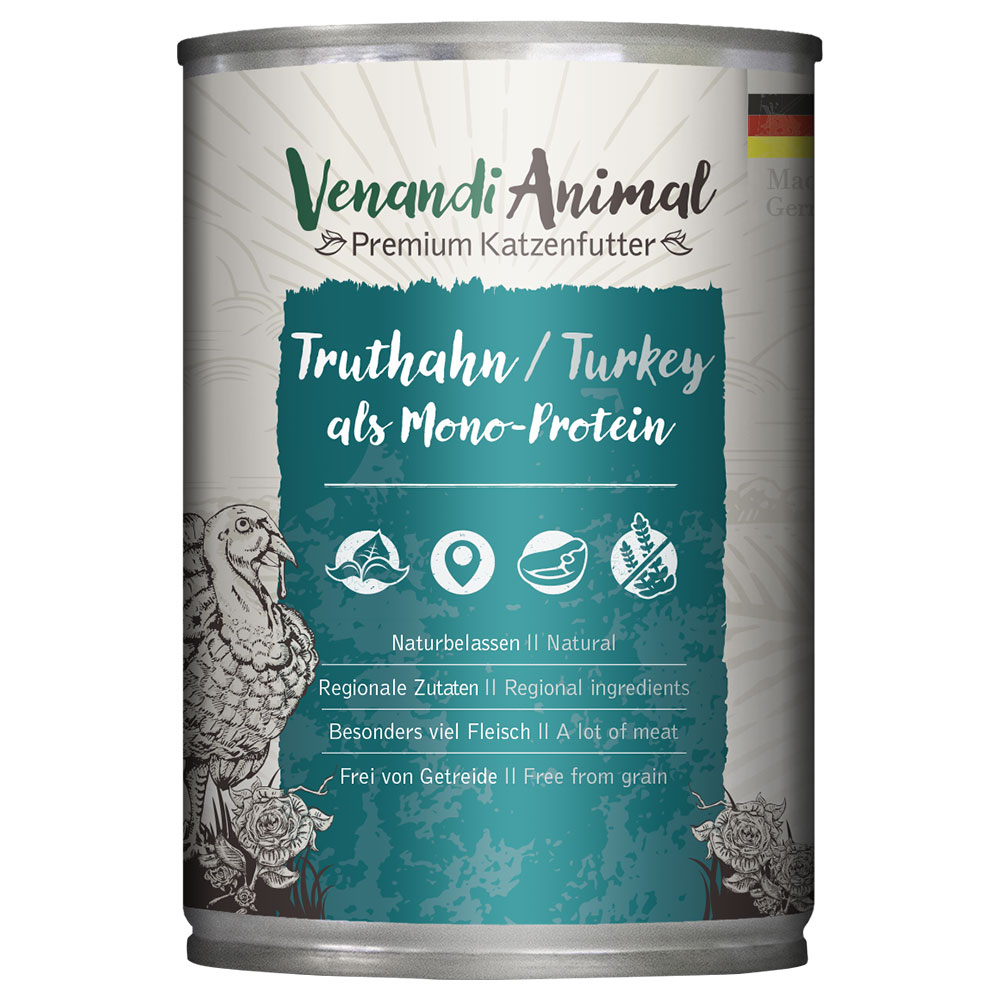 Venandi Animal Monoprotein 6 x 400 g umido gatto - Tacchino