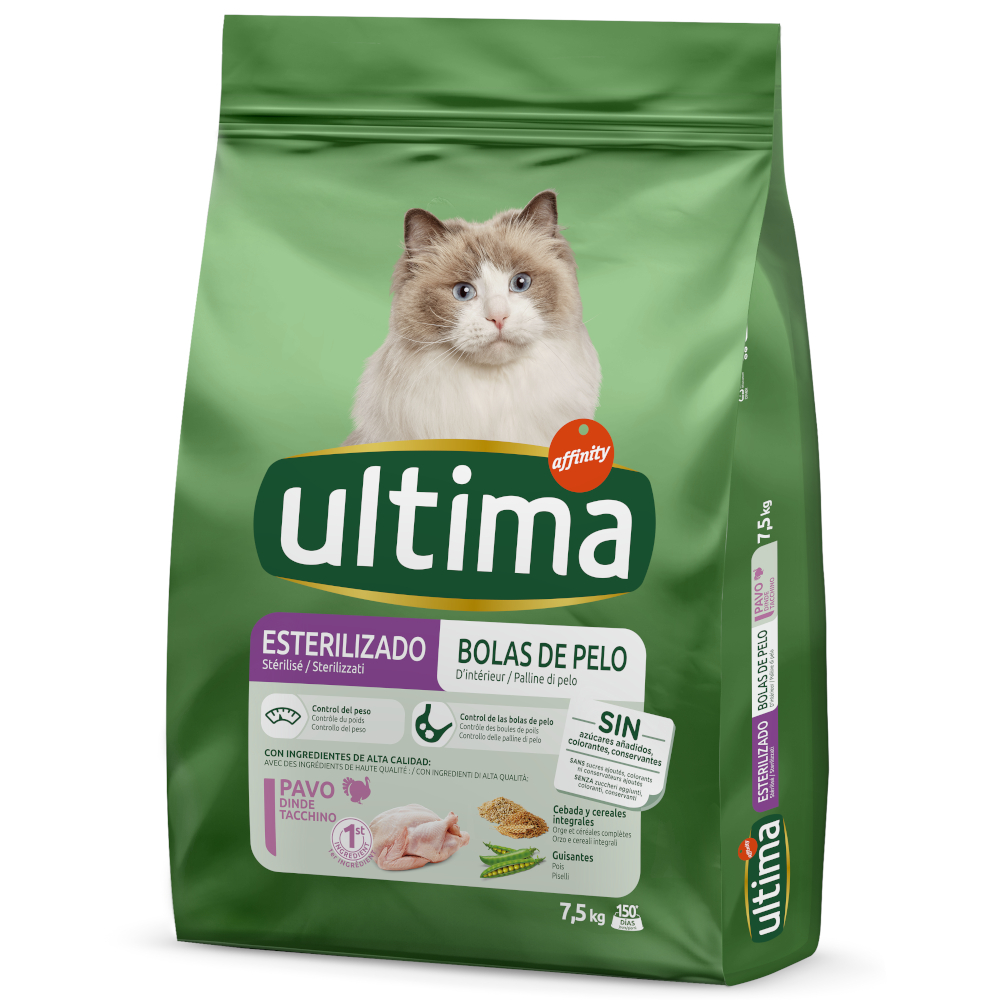 Ultima Cat Sterilized Hairball Tacchino Crocchette per gatto - 7,5 kg