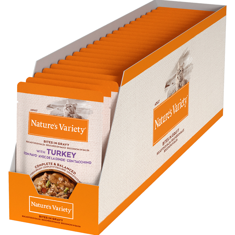 Nature's Variety Bites in Salsa 22 x 85 g umido gatto - con Tacchino
