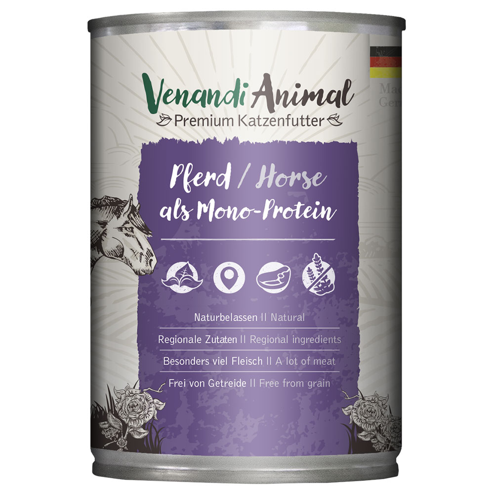 Venandi Animal Monoprotein 6 x 400 g umido gatto - Cavallo
