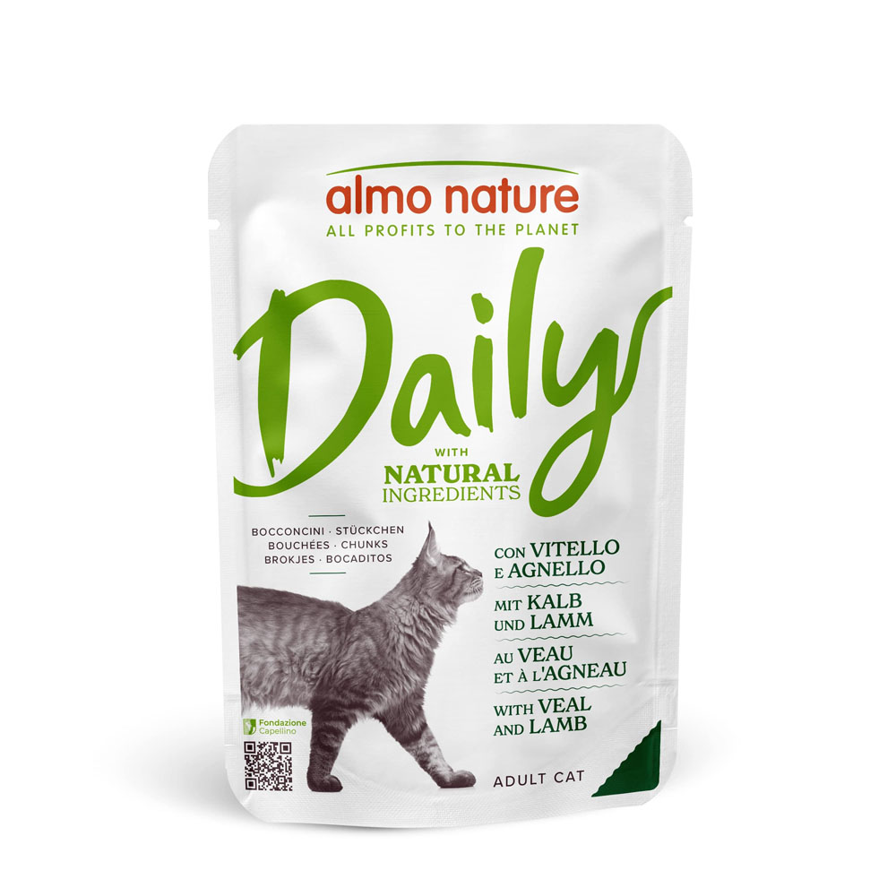 Almo Nature Daily 6 x 70 g umido per gatto - Vitello e Agnello