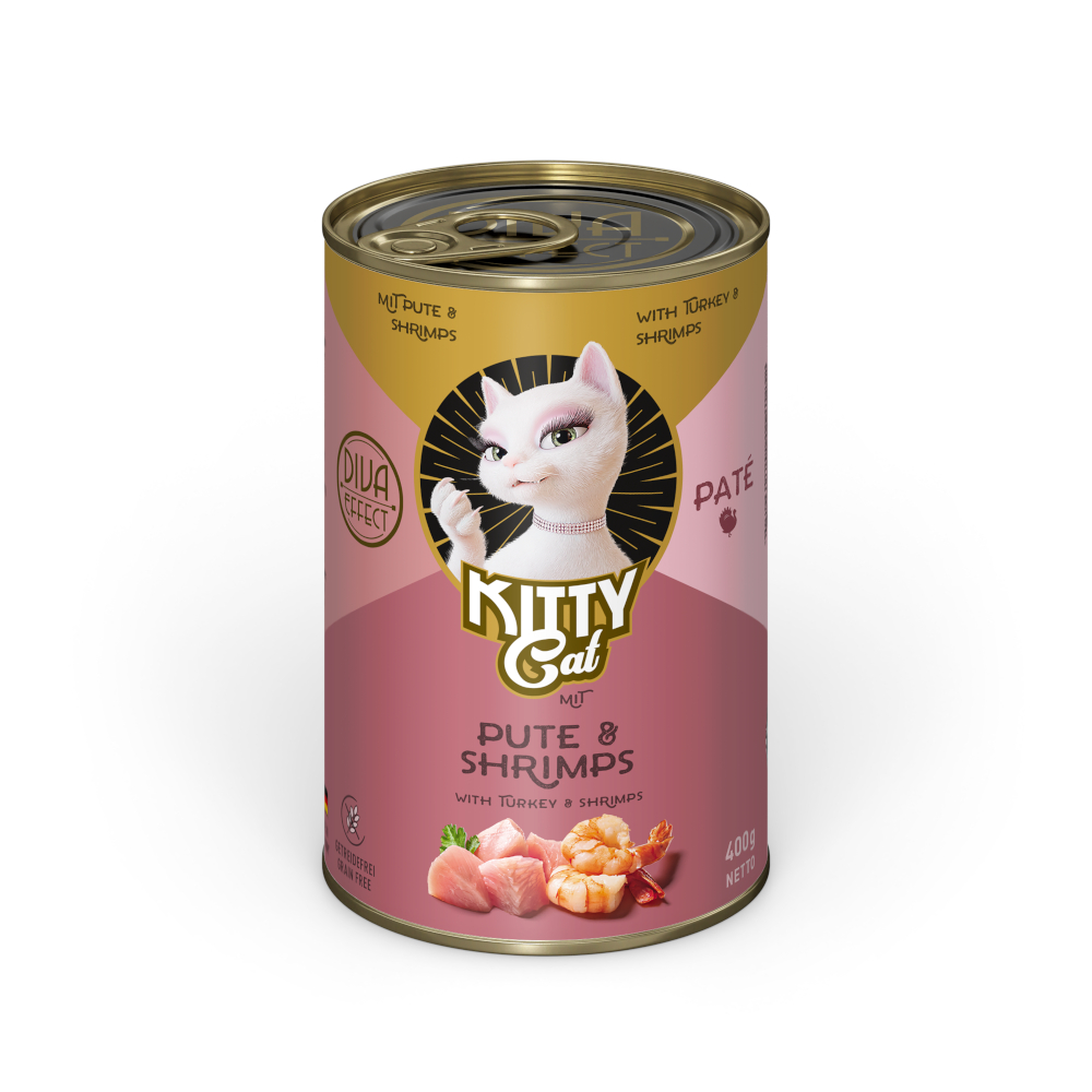 Kitty Cat Adult Pate 6 x 400 g umido per gatti - Tacchino e gamberetti