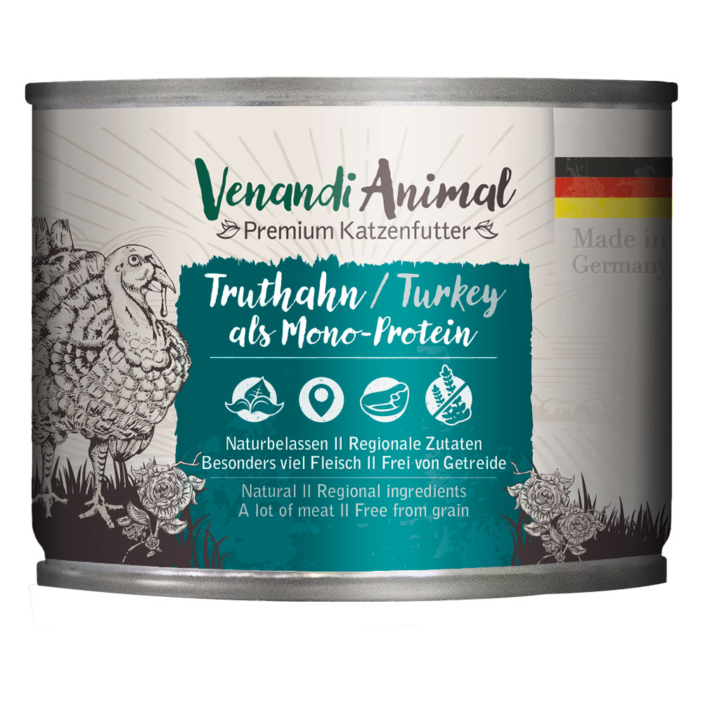 Venandi Animal Monoprotein 6 x 200 g umido gatto - Tacchino