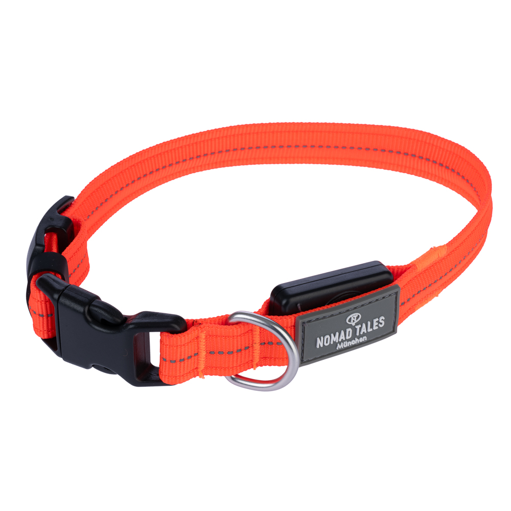 Collare in nylon Nomad Tales Spirit USB LED, arancione - Taglia S: Circonferenza del collo 34-41 cm