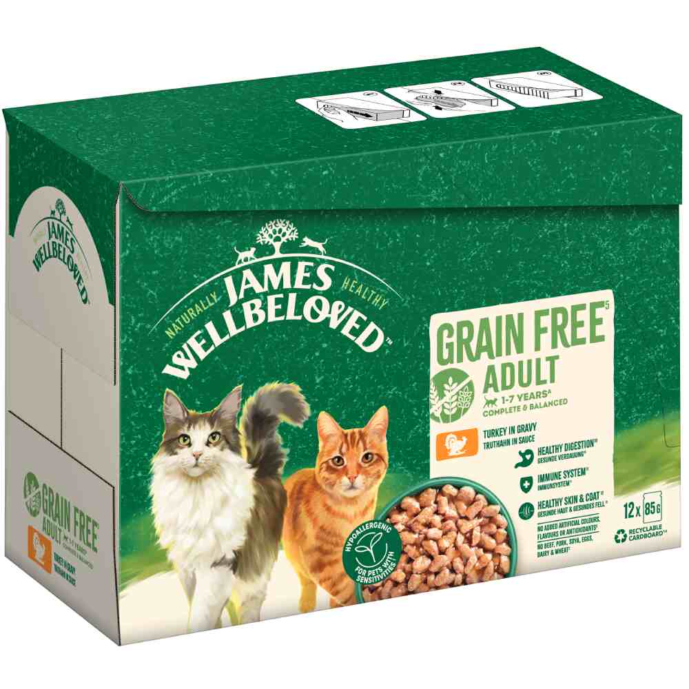 James Wellbeloved Adult Cat Grain Free Tacchino Alimento umido per gatti - 12 x 85 g