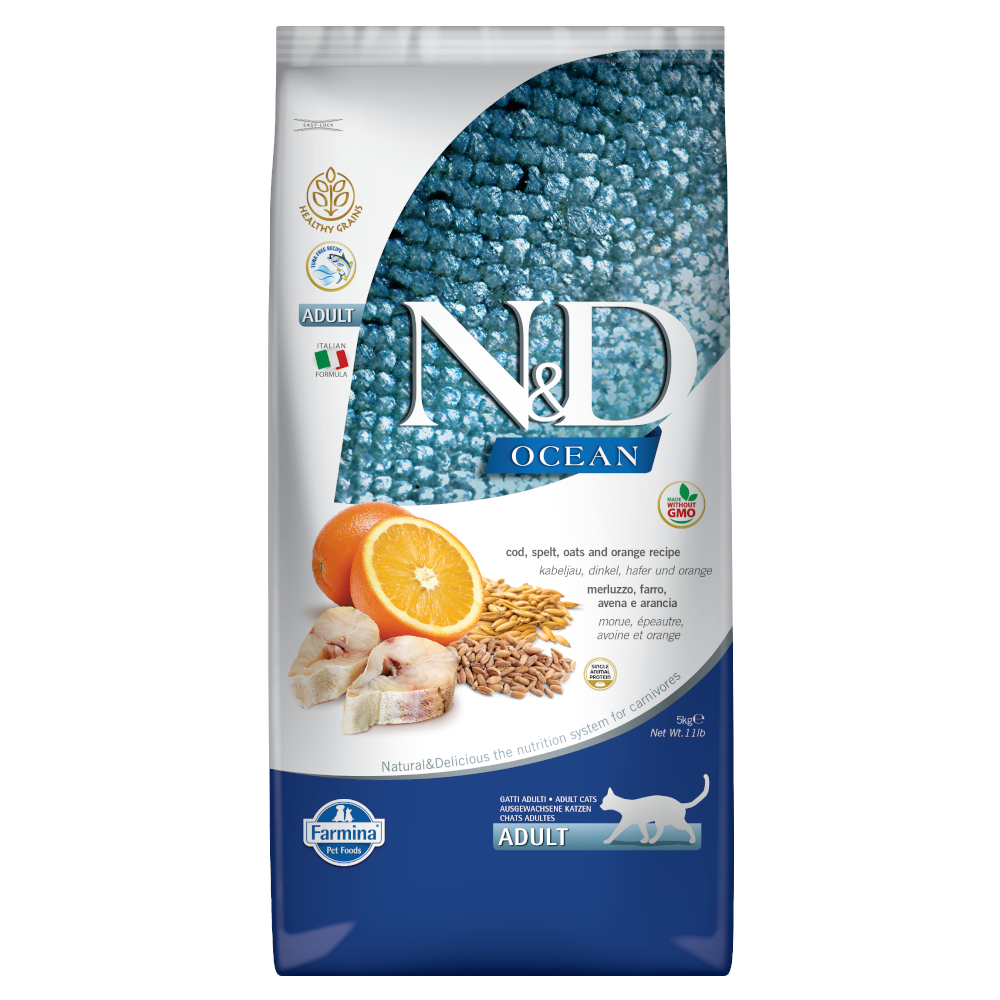 Farmina N&D Ocean Low Grain Adult Cat Merluzzo e Arancia - 5 kg