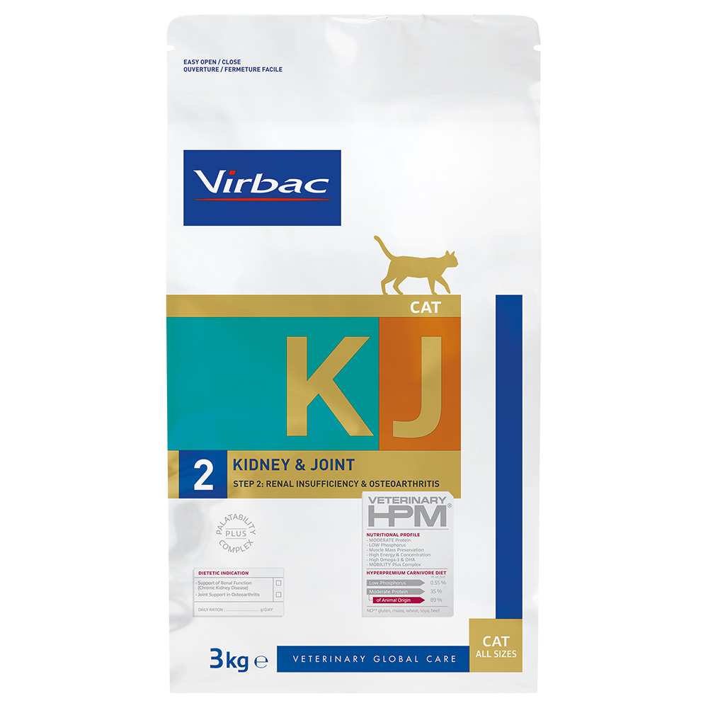 Virbac Veterinary HPM Cat Kidney & Joint Support KJ2 Crocchette per gatto - 3 kg