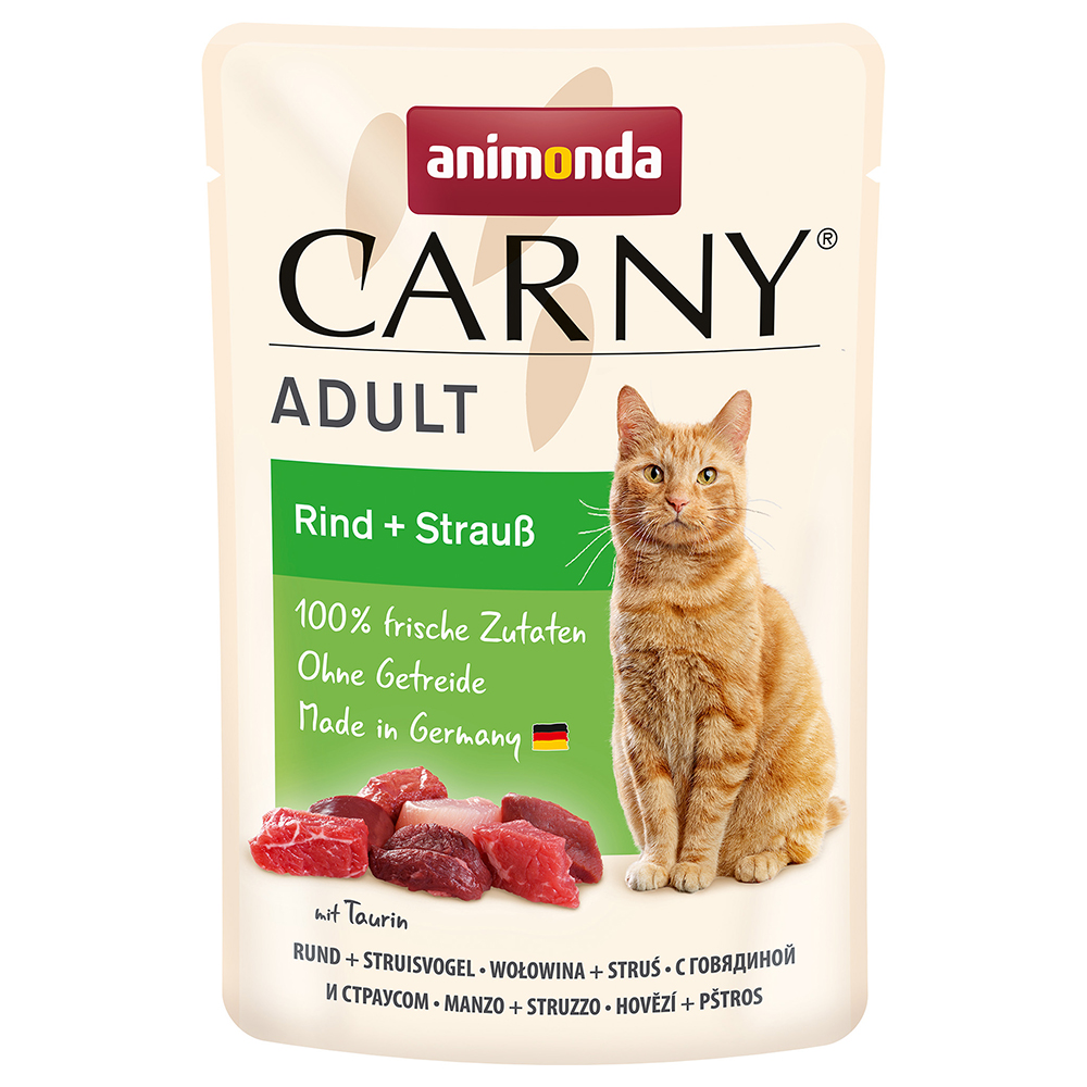 animonda Carny Adult Buste 12 x 85 g Umido per gatto - Manzo & Struzzo