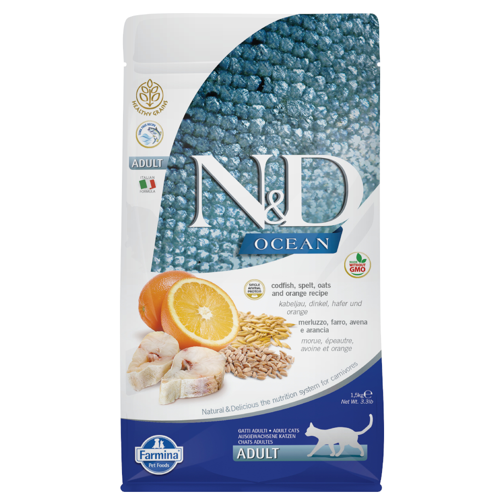 Farmina N&D Ocean Low Grain Adult Cat Merluzzo e Arancia - 1,5 kg