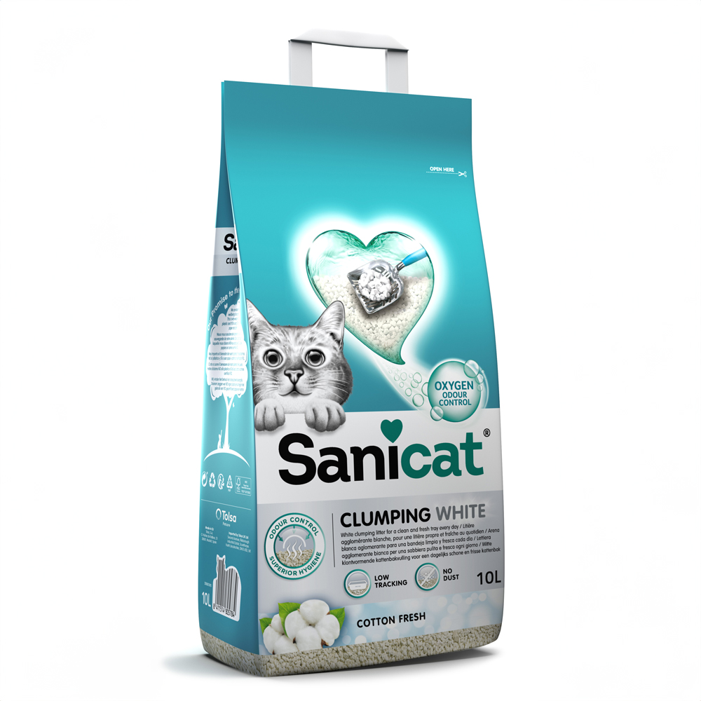 Lettiera Sanicat White Clumping Fresco Cotone - 10 l (ca. 8,6 kg)