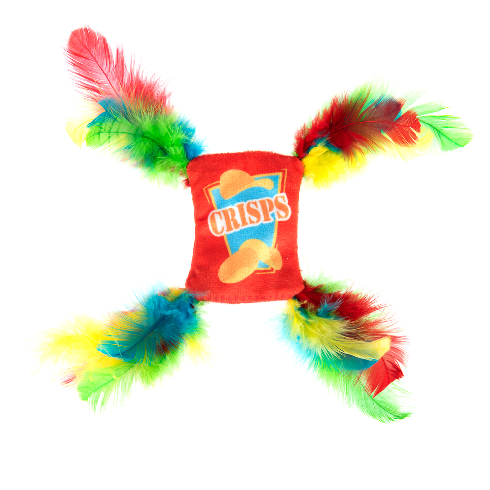 Gioco per gatti Crinkle Crisps con piume - 1 pz