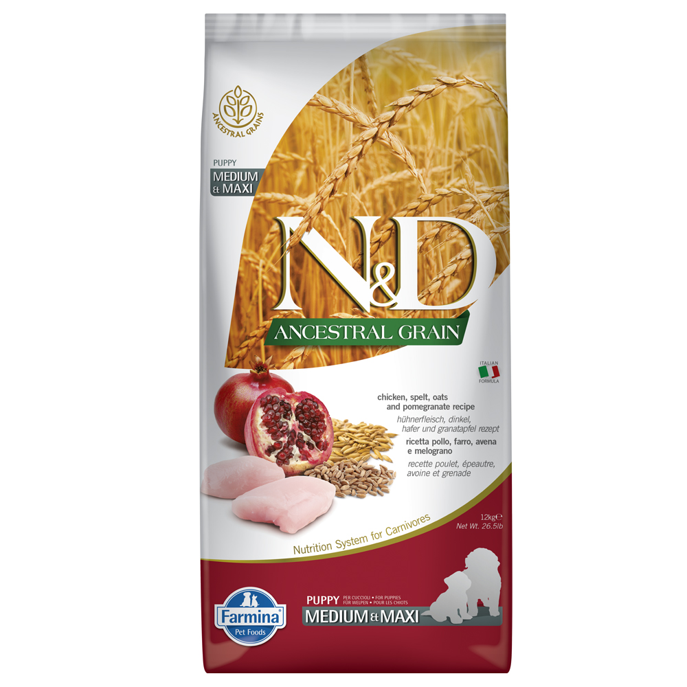 Farmina N&D Ancestral Grain Puppy Medium & Maxi Pollo e Melograno - 12 kg