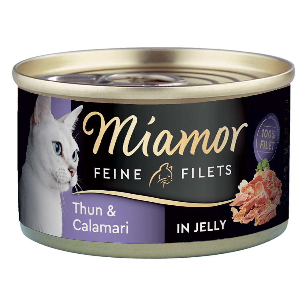 Miamor Delicato Filetto in Gelatina - lattine 6 x 100 g - Tonno chiaro & Calamari