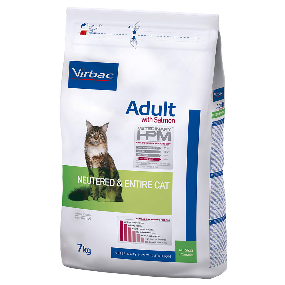 Virbac Veterinary HPM Adult Salmone Neutered & Intero Gatto - Set %: 2 x 7 kg