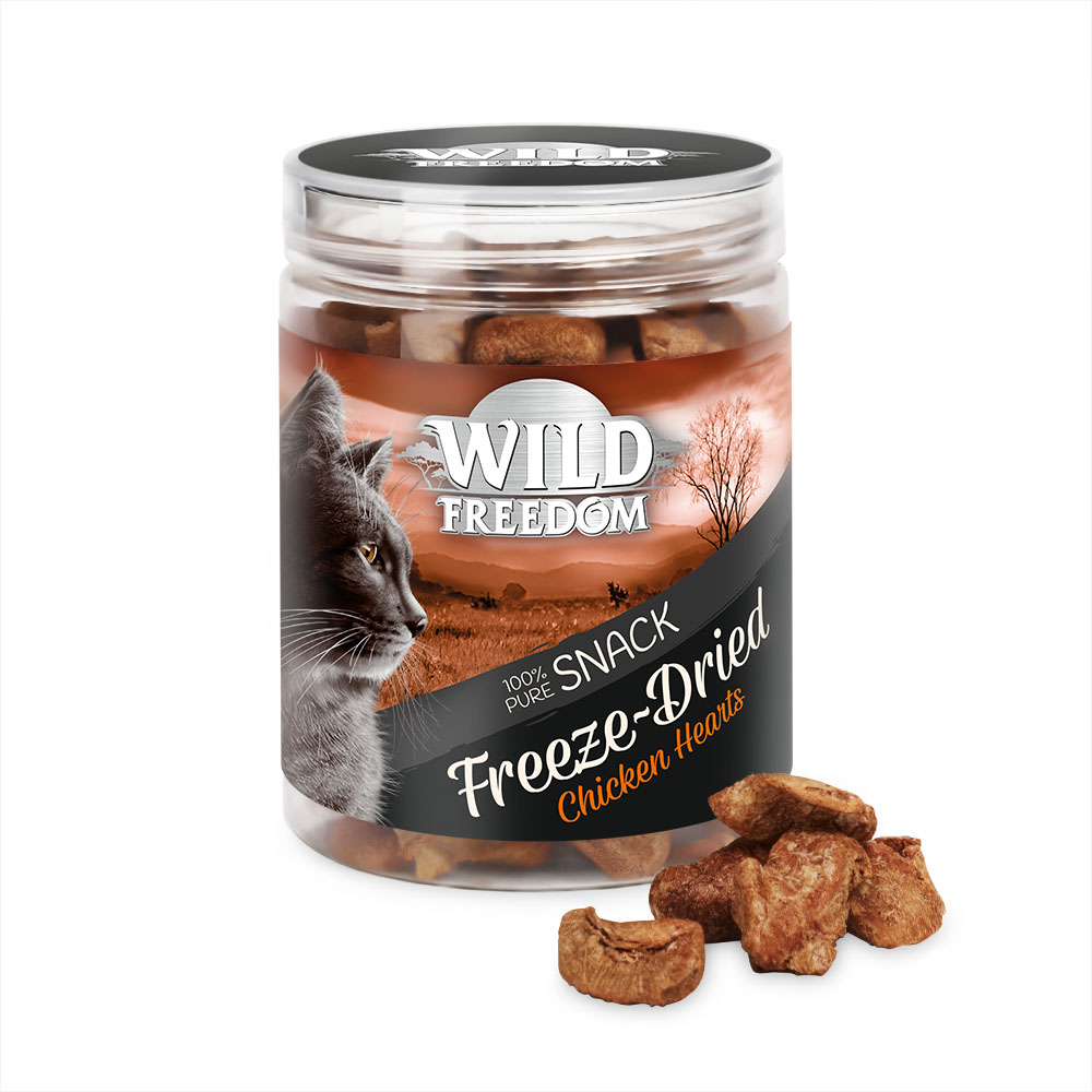 Confezione prova! Wild Freedom Crocchette, Umido & Snacks - Freeze-Dried Snack Cuori di Pollo 45 g