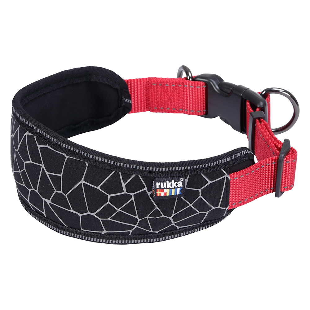 Collare Rukka® Cube Soft, rosso / nero - Tg. L: circonferenza 45-70 cm x H 3 cm