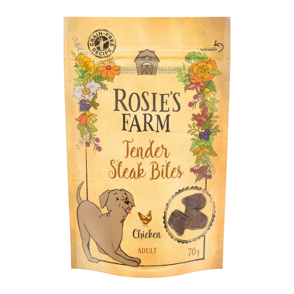 Rosie's Farm "Tender Steak Bites" - Pollo Snack per cani - 70 g