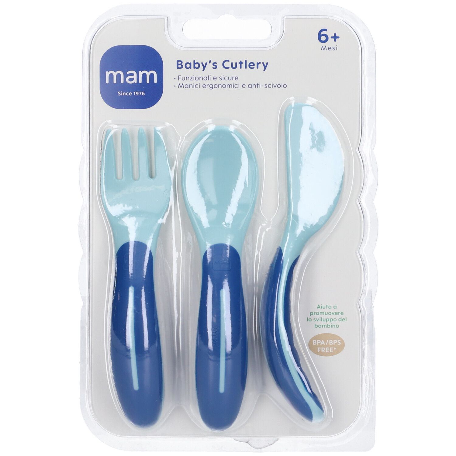 MAM Baby´s Cutlery Posate 6+ Mesi Colore Blu/Azzurro 1 pz Altro