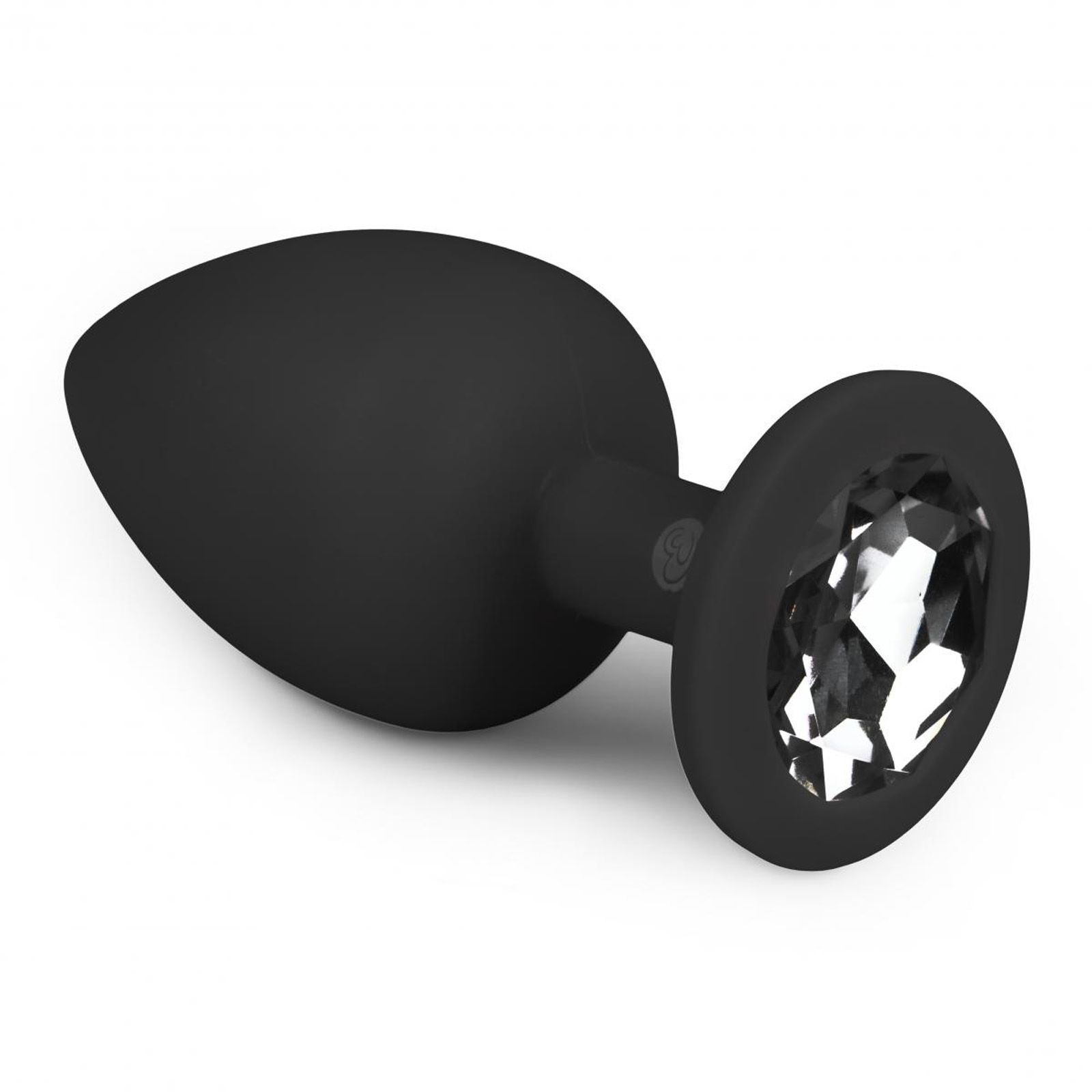 Easytoys - plug anale in silicone nero con pietra decorativa piccolo 1
