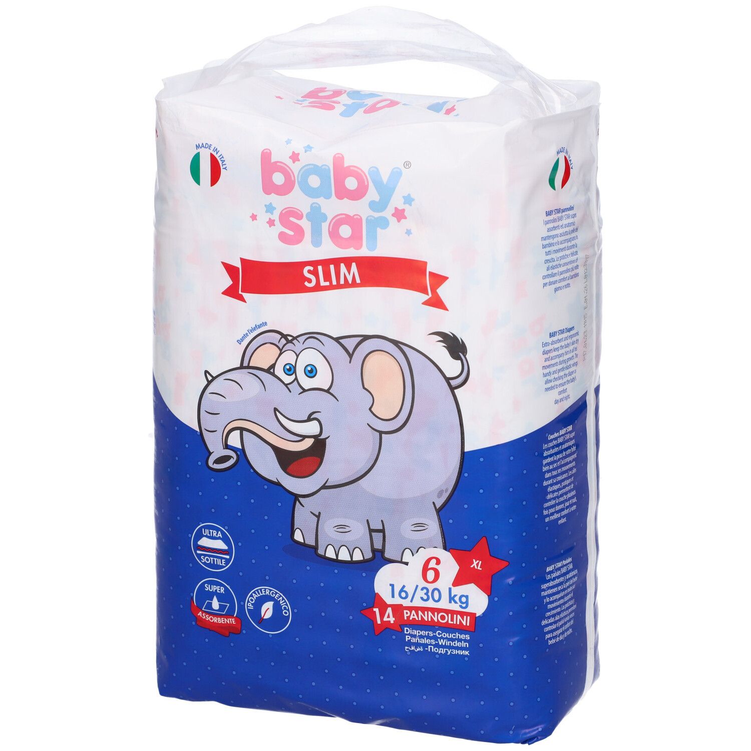 Pannolini Babystar Slim 16/30Kg Taglia 6 Extra Large 14 Pezzi St