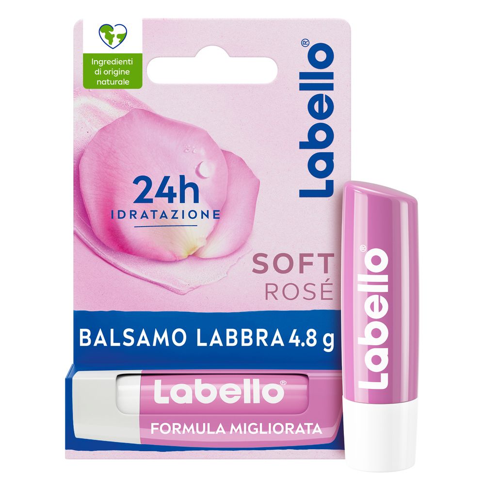 Labello Soft Rosé 4.8 g, Burrocacao labbra colorato e idratante con Es