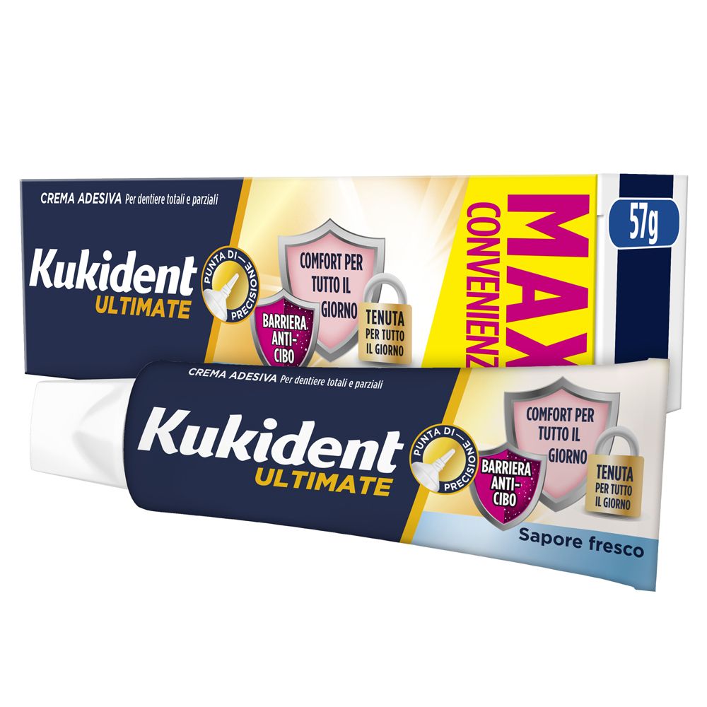 Kukident Ultimate Barriera Anti-cibo Crema Adesiva per Dentiere Totali