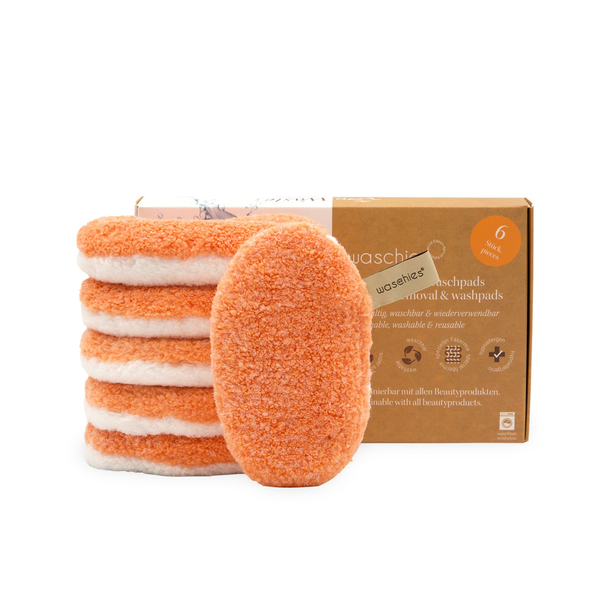Pad struccanti sostenibili waschies “Apricot Edition” 6 pz Set