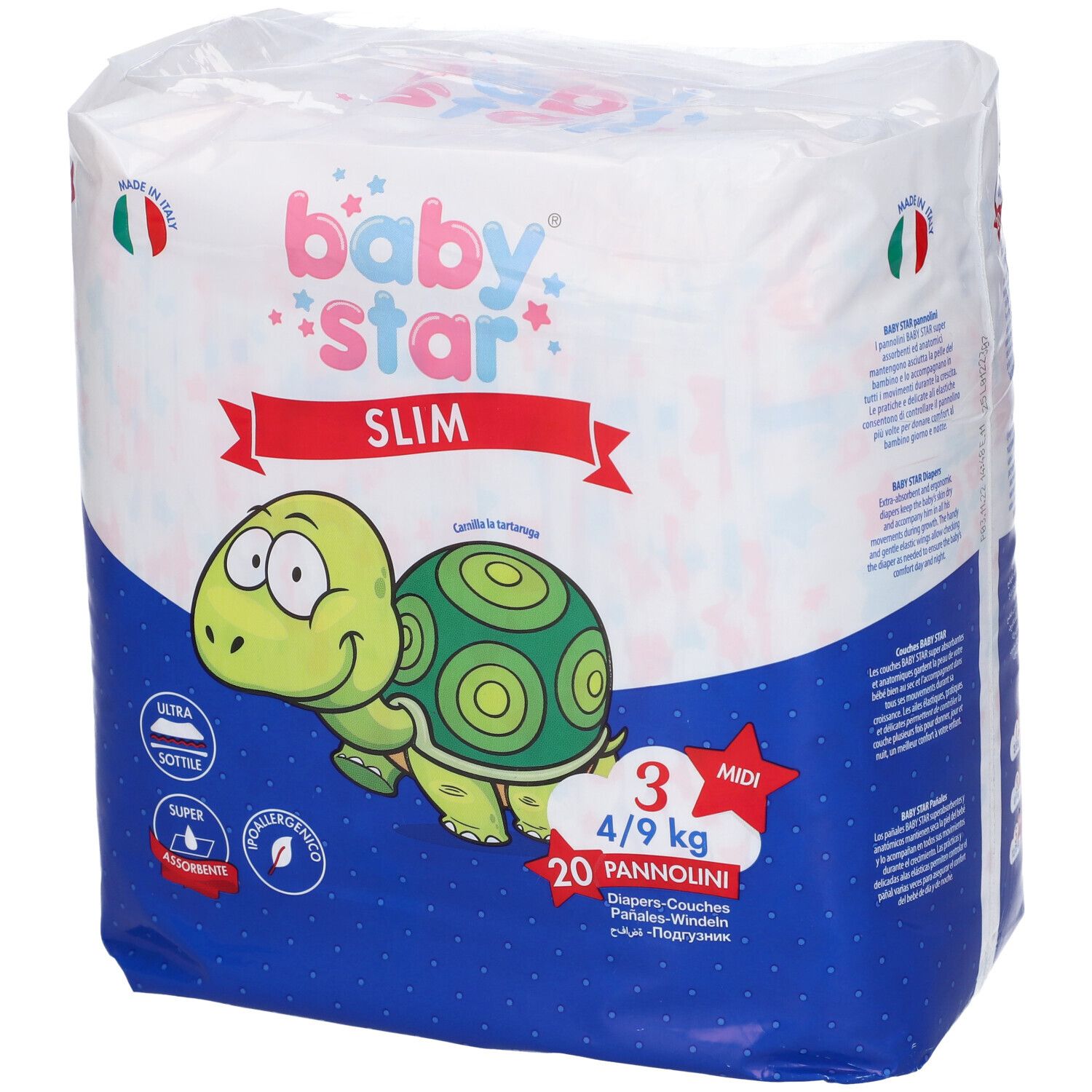 Pannolini Babystar Slim 4/9Kg Taglia 3 Midi 20 Pezzi St