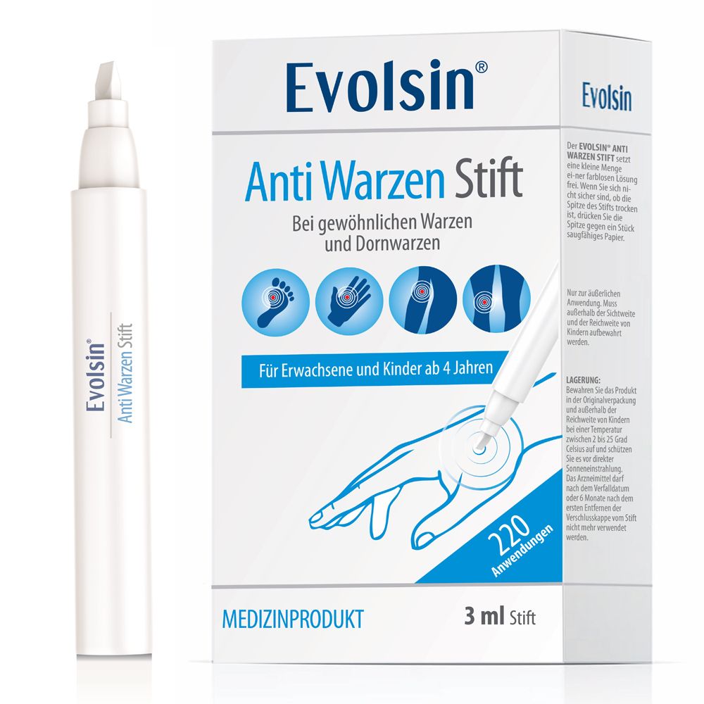 Evolsin – Penna-antiverruca contro le verruche su piedi, mani, corpo,