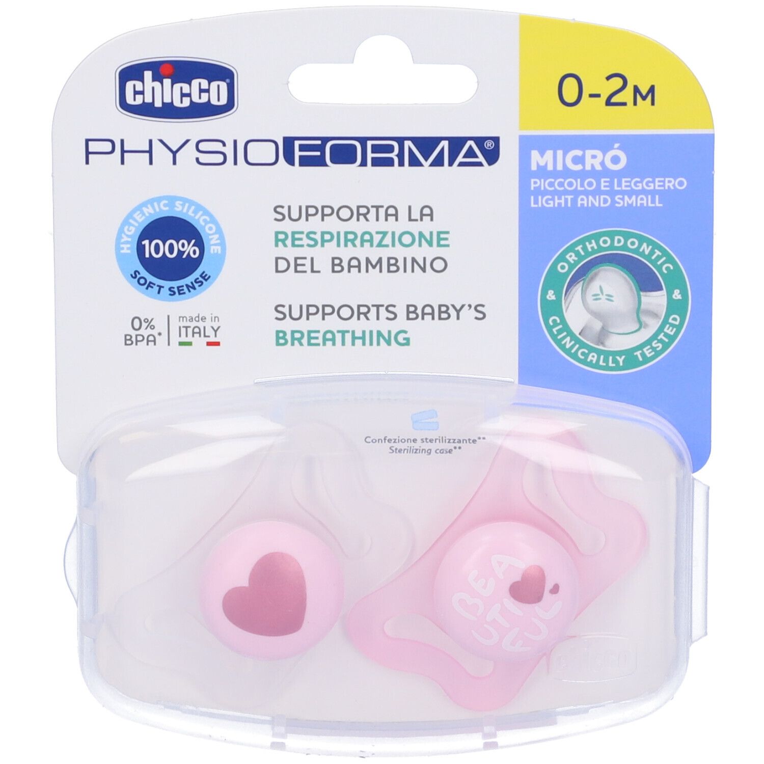 Chicco Physioforma Micro Succhietto Rosa 0-2 Mesi 1 pz Succhietti