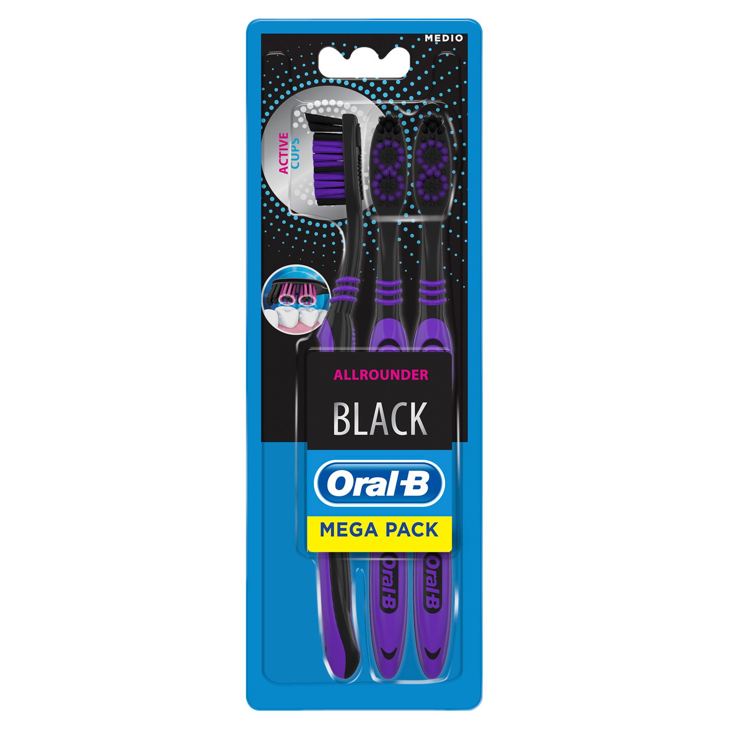 Oralb All Rounder Black Spazzolino Manuale 3 Pezzi pz da denti