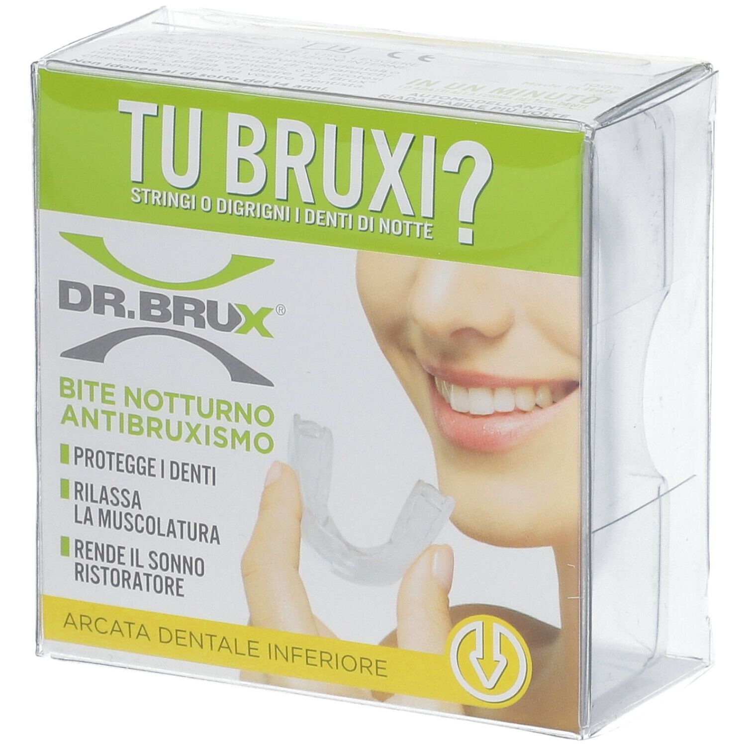 DR. BRUX® Bite Notturno Antibruxismo Arcata Dentale Inferiore 1 pz Acc