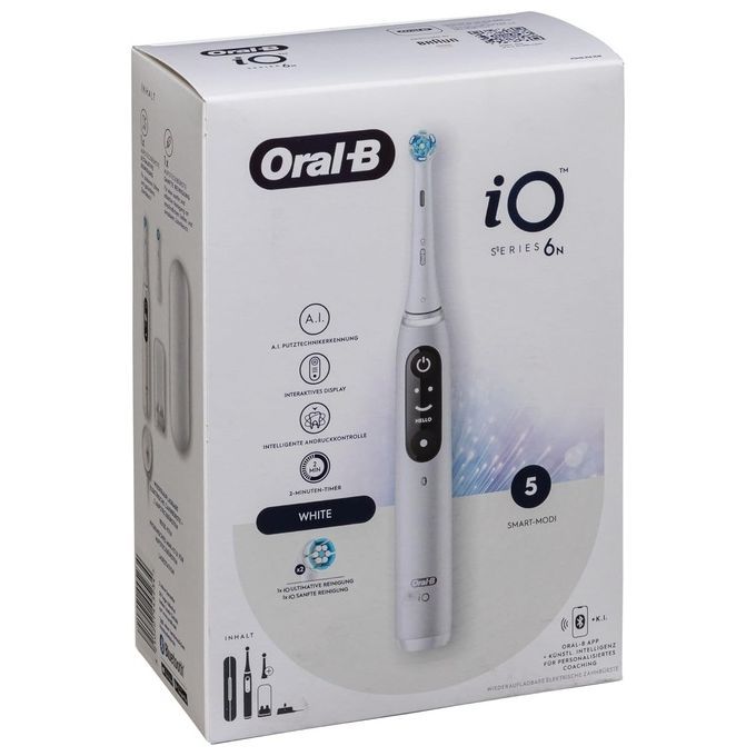 Braun Oral-B iO Series 6 Spazzolino Elettrico Bianco con Custodia 1 pz