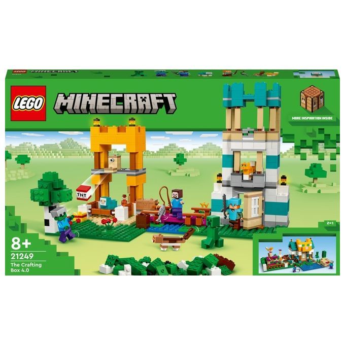 LEGO 21249 Minecraft Crafting Box 4.0, Playset 2in1, Torri Fluviali o