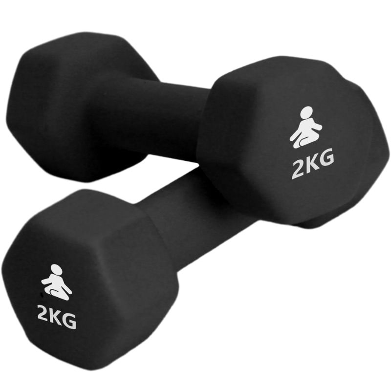 FITPADDY - Coppia pesi manubri dumbbell testa esagonale 2 kg neri 20,5