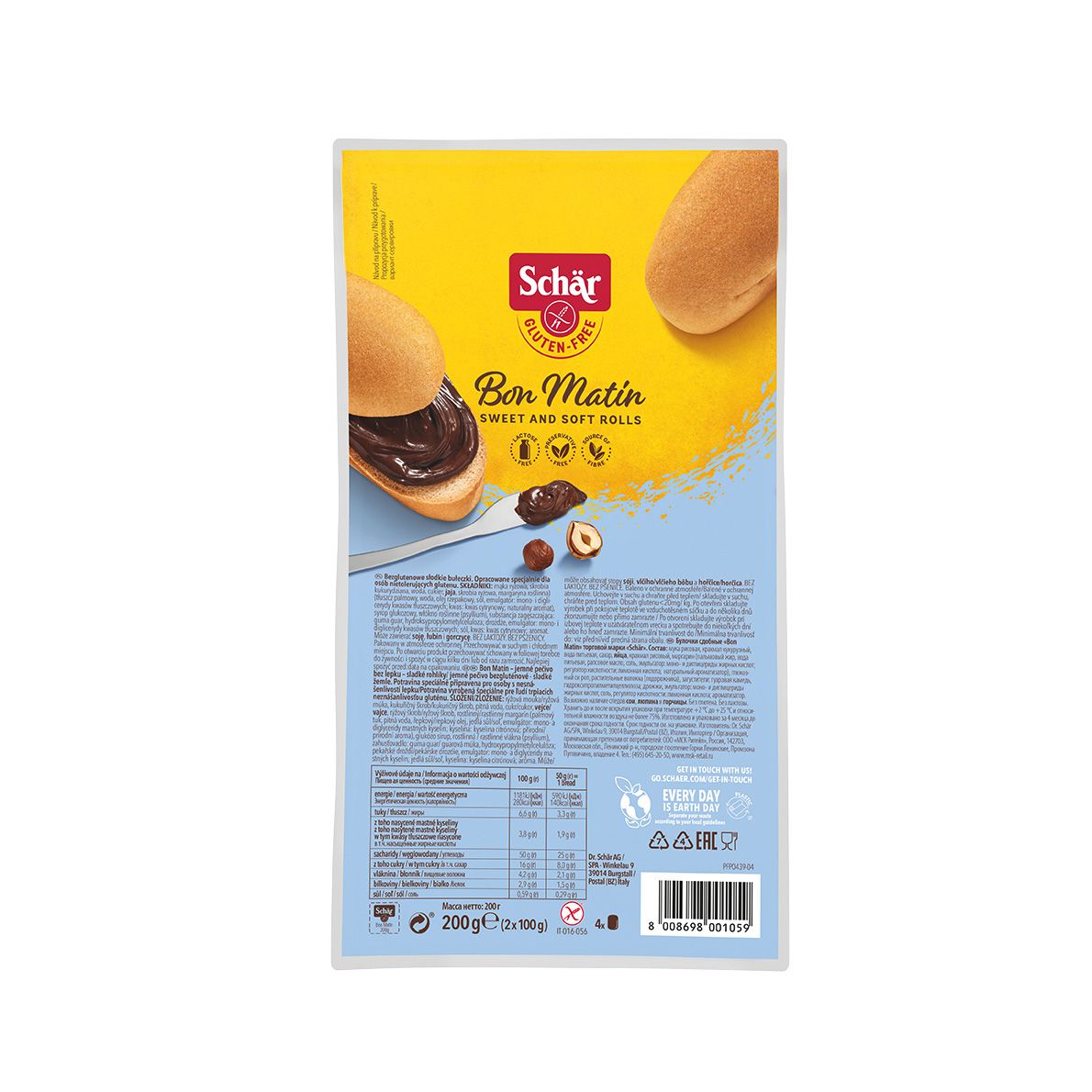 Panini Senza Glutine e Lattosio Bon Matin - Schär 200 g