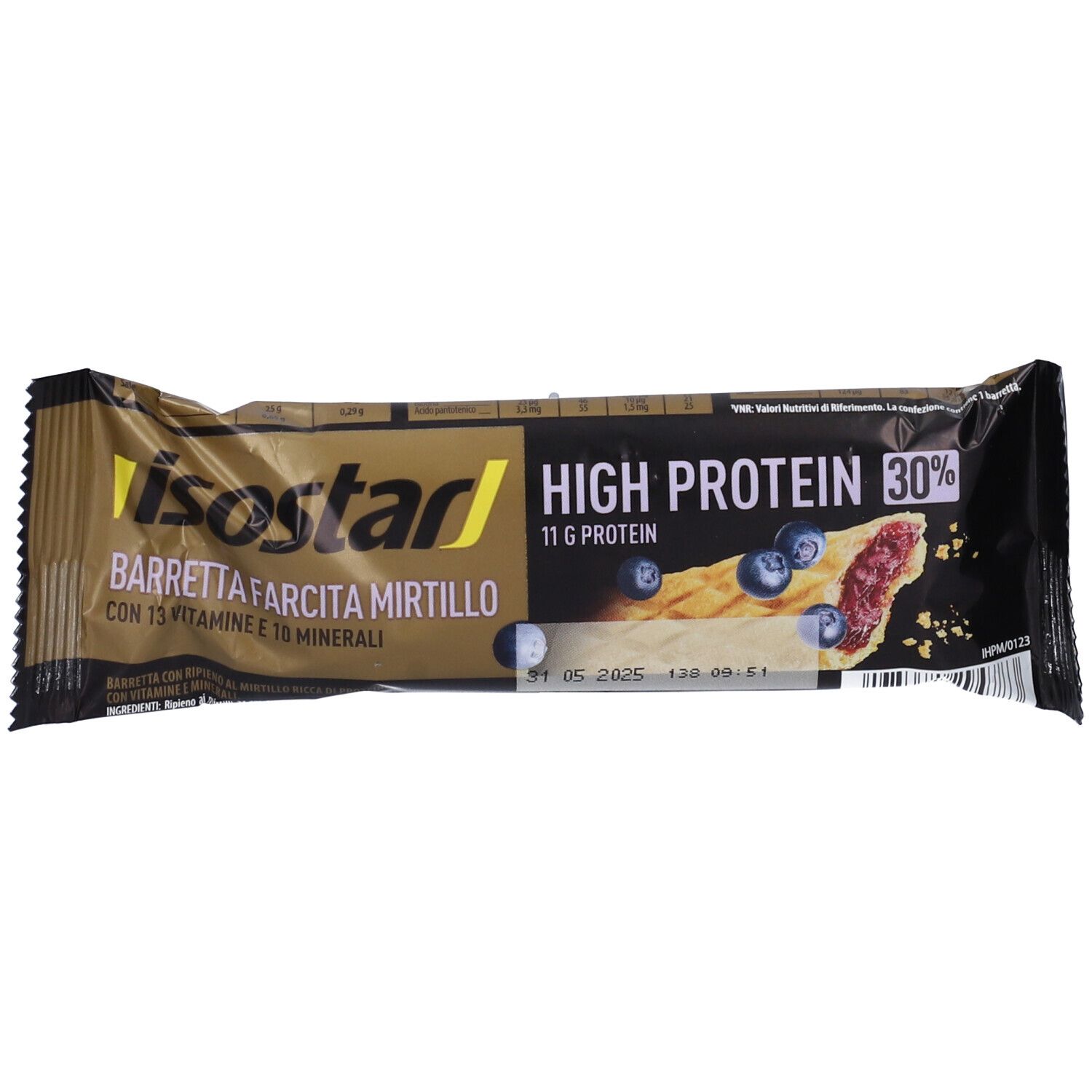 Isostad Barretta High Protein Bar 30% Farcita Mirtilli 45 g