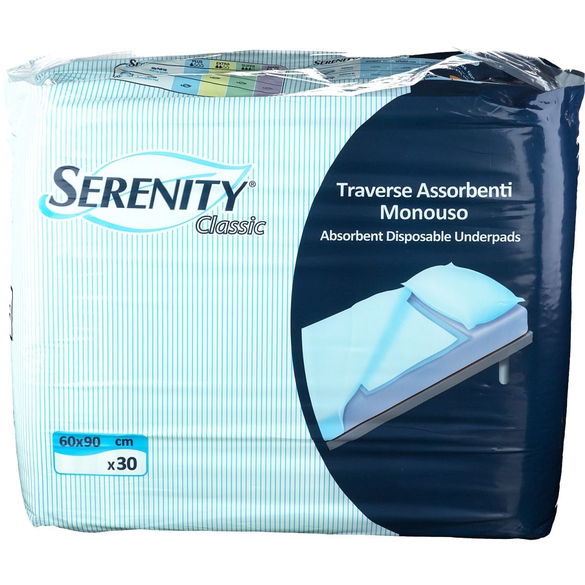 Serenity® Classic Traverse Assorbenti Monouso 30 pz Salviette
